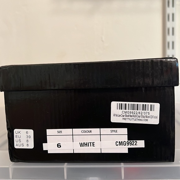 PLT White Low Clear Block Heel Multi Clear Strap Mule - Picture 5 of 7